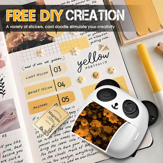Children Digital Thermal Instant Print Color Camera 2.4Inch Dual Camera 0.3MP Kids Camera With Panda Printer