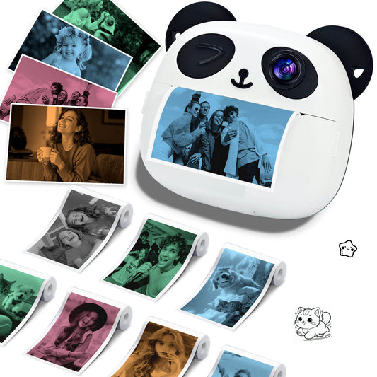 Children Digital Thermal Instant Print Color Camera 2.4Inch Dual Camera 0.3MP Kids Camera With Panda Printer